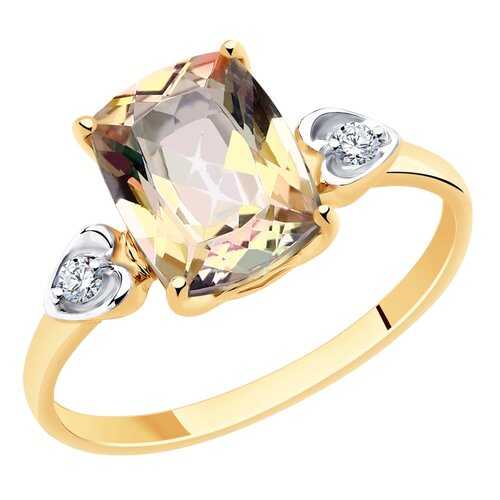 Кольцо женское SOKOLOV из золота с топазом и фианитами Swarovski 715725 р.18.5 в Наше Золото