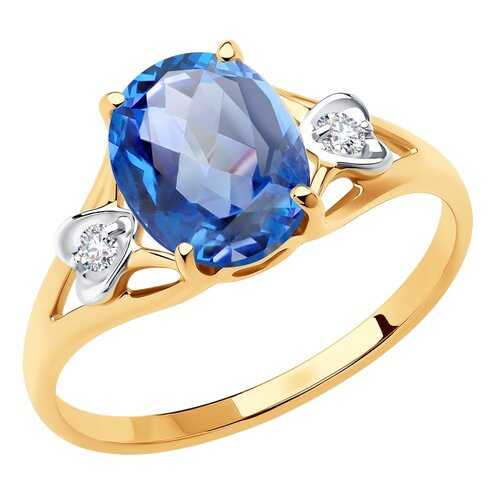 Кольцо женское SOKOLOV из золота с топазом и фианитами Swarovski 715924 р.19 в Наше Золото