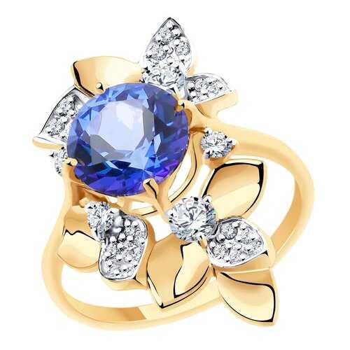 Кольцо женское SOKOLOV из золота с топазом и фианитами Swarovski 715942 р.18.5 в Наше Золото