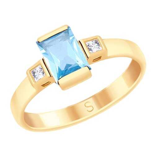 Кольцо женское SOKOLOV из золота с топазом и Swarovski Zirconia 715210 р.18 в Наше Золото