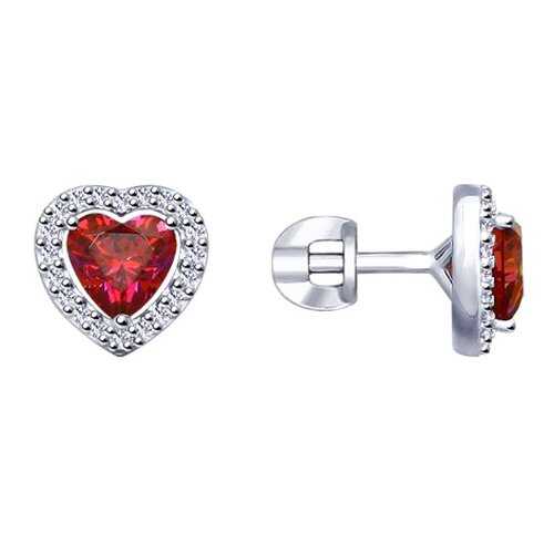 Серьги SOKOLOV из серебра с бесцветными и красными Swarovski Zirconia в Наше Золото