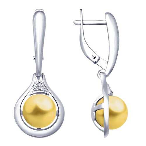 Серьги SOKOLOV из серебра с жемчугом Swarovski и фианитами 94023017 в Наше Золото